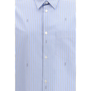Camisa de algodón azul con estampado