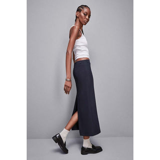 Marineblauer Polyester-Maxirock