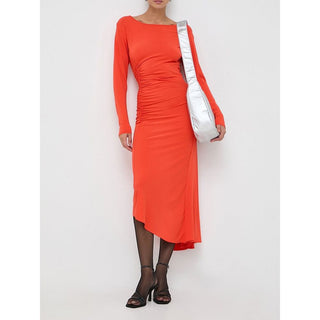 Orangefarbenes Freizeitkleid aus Azetat