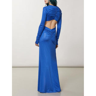 Blue Polyester Casual Dress