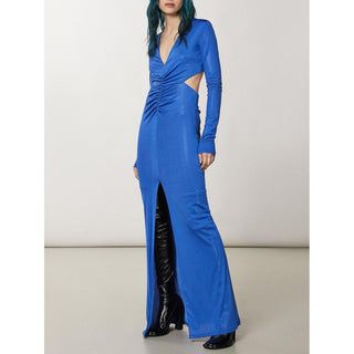 Blue Polyester Casual Dress