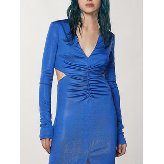 Blue Polyester Casual Dress