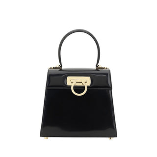 Bolso de mano de cuero de becerro negro Bos Taurus