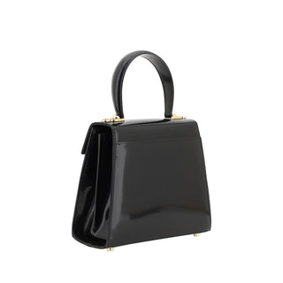 Handtasche aus schwarzem Kalbsleder (Bos Taurus)