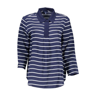 Polo de viscosa azul para mujer