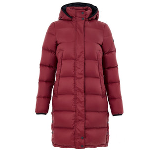 Bordeauxfarbene knöchellange Jacke aus Baumwolle