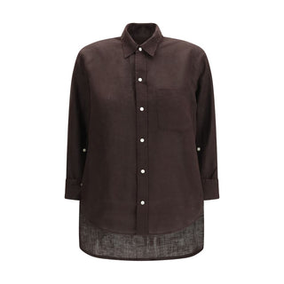 Camisa de lino marrón
