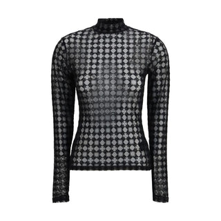 Schwarzes Polyesterhemd mit Muster