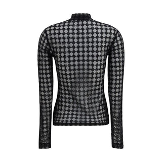 Schwarzes Polyesterhemd mit Muster