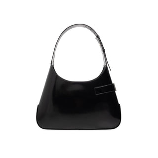 Schultertasche aus schwarzem Kalbsleder