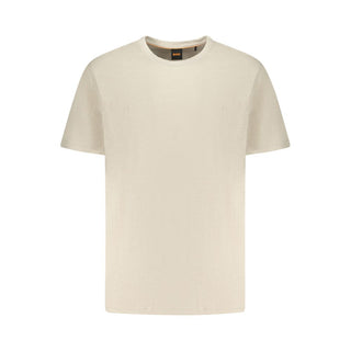 Beige Cotton Men T-Shirt