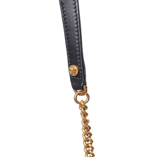 Bolso de hombro de cuero y textil blanco y negro