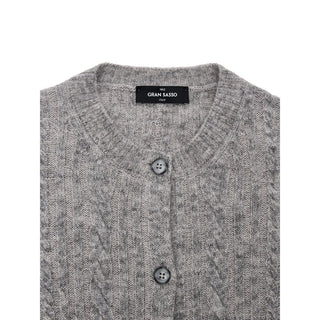 Graue Strickjacke aus Wolle