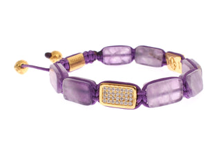 Pulsera de oro de 18K CZ amatista 925