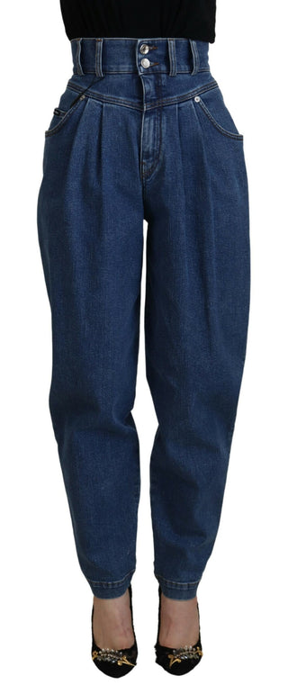 Blue Cotton High-Waisted Jean