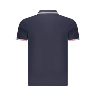 Blue Cotton Men Polo Shirt