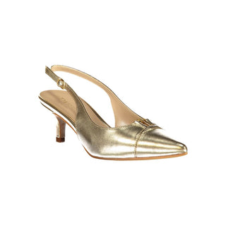 Goldfarbene Damen-Ledersandale