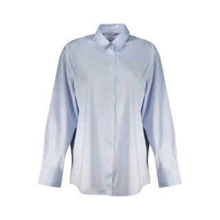 Camisa de algodón azul celeste para mujer