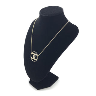 Gold Tone CC Circle Pendant Necklace
