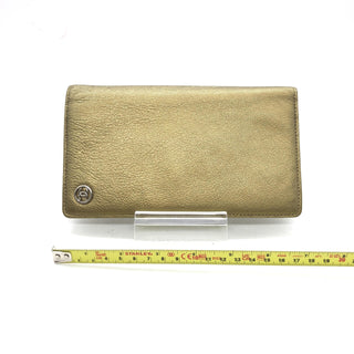 Gold Tone Caviar Leather Bifold Wallet