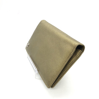 Gold Tone Caviar Leather Bifold Wallet