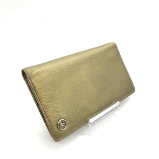 Gold Tone Caviar Leather Bifold Wallet