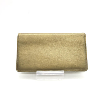 Gold Tone Caviar Leather Bifold Wallet