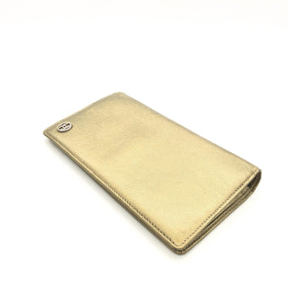Gold Tone Caviar Leather Bifold Wallet