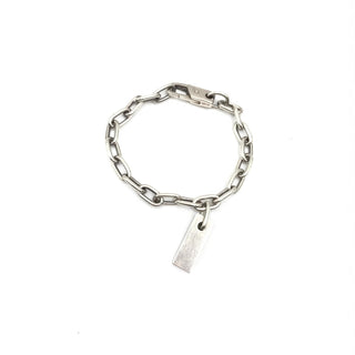 Pulsera de Cadena con Placa de Logo en Plata de Ley