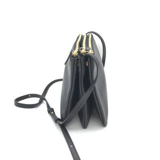 Trio-Schultertasche aus schwarzem Leder