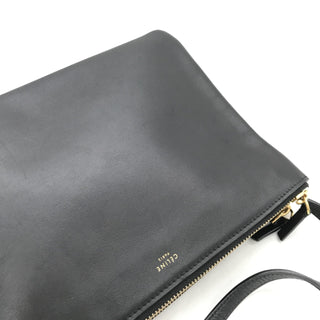 Trio-Schultertasche aus schwarzem Leder