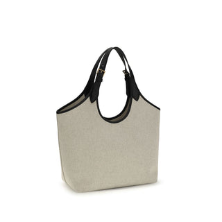 Bolso de hombro beige de algodón
