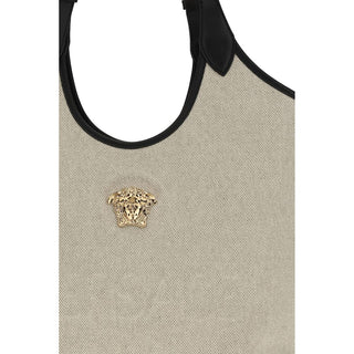 Bolso de hombro beige de algodón