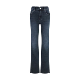 Jeans acampanados azules de algodón