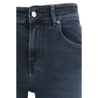 Jeans acampanados azules de algodón