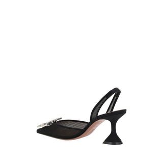 Black Nylon High Heel Pumps