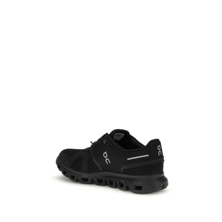 Black Polyurethane Athletic Sneakers