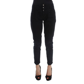 Schwarze verkürzte Jeans aus Baumwolle