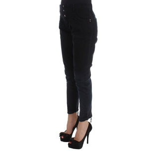 Schwarze verkürzte Jeans aus Baumwolle