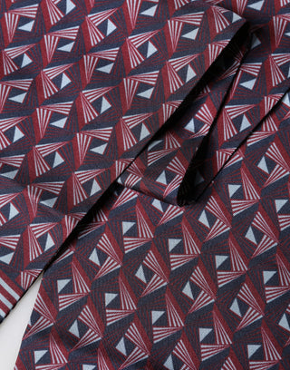 Multicolor Geometric Pattern Silk Fringe 142cm X 15cm Scarf