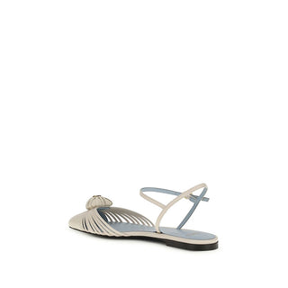 Beige Goatskin Flat Sandals