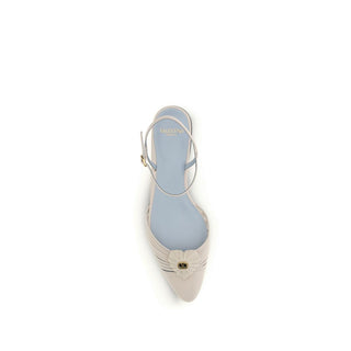 Beige Goatskin Flat Sandals