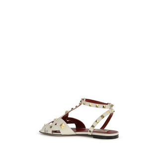 Sandalias planas de piel de cabra beige  