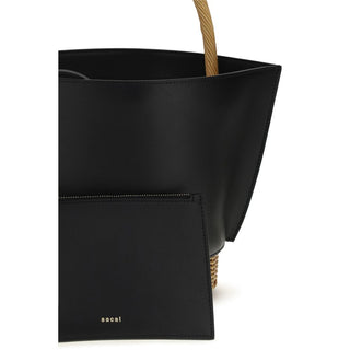 Bolso de hombro Bos Taurus de piel de becerro negra