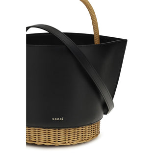 Bolso de hombro Bos Taurus de piel de becerro negra