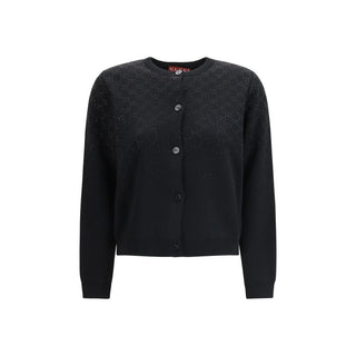Schwarze Strickjacke aus Wolle