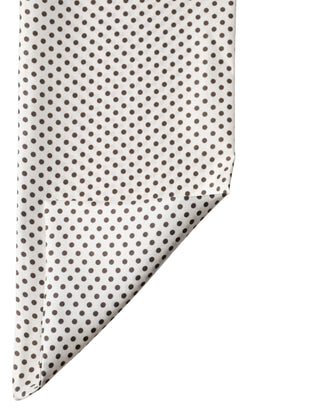 Bandeau de seda blanco con lunares marrones para cuello 151 cm x 13 cm Bufanda