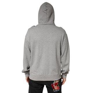 Sudadera gris de algodón con capucha