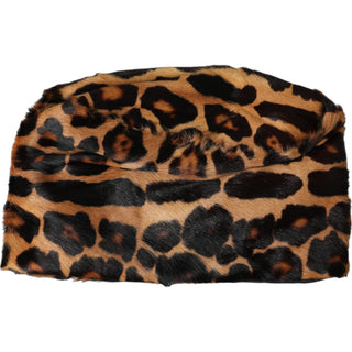 Sombrero tipo bucket para mujer de piel de leopardo marrón