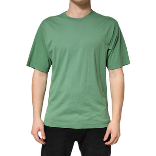 Hellgrünes Baumwoll-T-Shirt mit Rundhalsausschnitt und kurzen Ärmeln